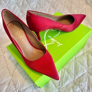 Sam Edelman Kitten Pump Shoes - Satin Red- Size 5.5